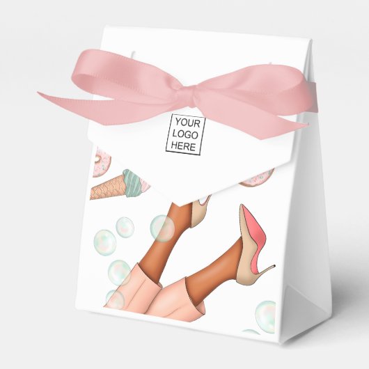 Grillige zakelijke voedselcatering dame gunst doos bedankdoosjes (Voorkant Zijde)