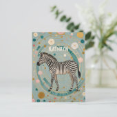 grillige Zebra gepersonaliseerd Briefkaart (Staand voorkant)