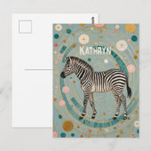 grillige Zebra gepersonaliseerd Briefkaart (Voorkant / Achterkant)