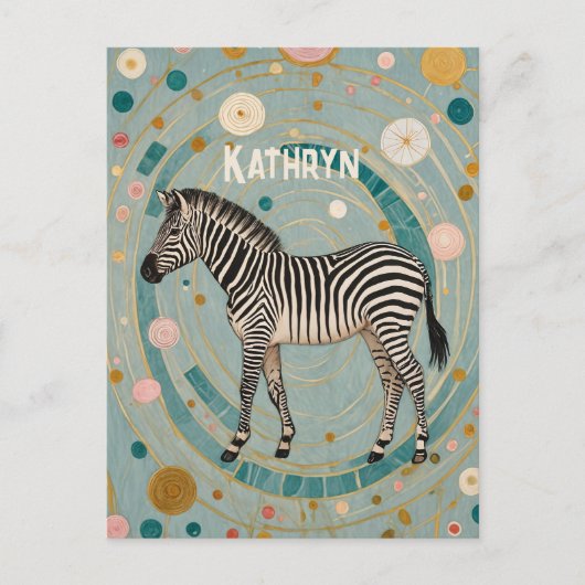 grillige Zebra gepersonaliseerd Briefkaart (Voorkant)