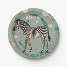 grillige Zebra gepersonaliseerd Papieren Bordje