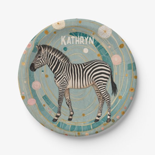 grillige Zebra gepersonaliseerd Papieren Bordje (Voorkant)
