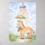 Grillige zebra kunstprint poster (Voorkant)