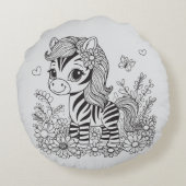 Grillige Zebra Rond Kussen (Achterkant)