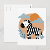 Grillige zebra Scandinavische invloeden Briefkaart (Voorkant / Achterkant)