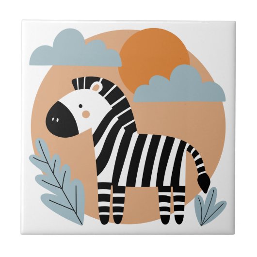 Grillige zebra Scandinavische invloeden Tegeltje (Voorkant)