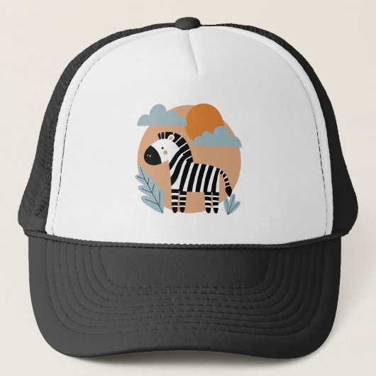 Grillige zebra Scandinavische invloeden Trucker Pet (Voorkant)