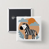 Grillige zebra Scandinavische invloeden Vierkante Button 5,1 Cm (Voorkant /achterkant)