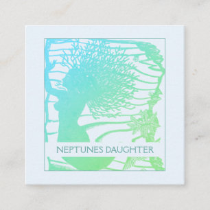 grillige zeemeermin en oceaangolven vierkante visitekaartje