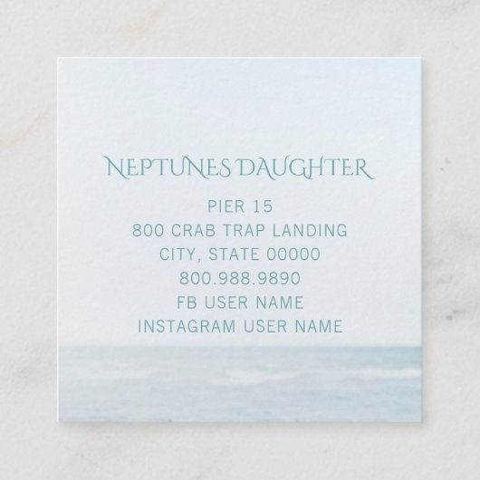 grillige zeemeermin en oceaangolven vierkante visitekaartje (Achterkant)