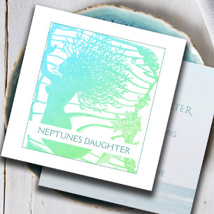 grillige zeemeermin en oceaangolven vierkante visitekaartje