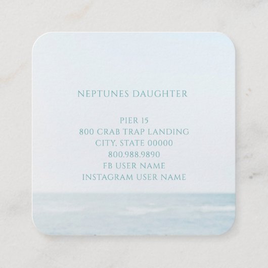 grillige zeemeermin en oceaangolven vierkante visitekaartje (Achterkant)