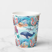 grillige zeemeermin regenboog zee verjaardagsfeest papieren bekers (Achterkant)