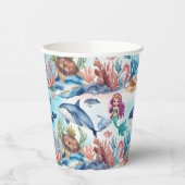 grillige zeemeermin regenboog zee verjaardagsfeest papieren bekers (Links)