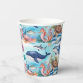 grillige zeemeermin regenboog zee verjaardagsfeest papieren bekers (Voorkant)
