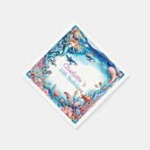 grillige zeemeermin regenboog zee verjaardagsfeest servet (Hoek)