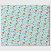 grillige zeemeermin regenboogschildpad haai verjaa cadeaupapier (Vlak)