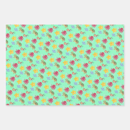 grillige zeemeermin regenboogschildpad haai verjaa inpakpapier vel (Voorkant 3)