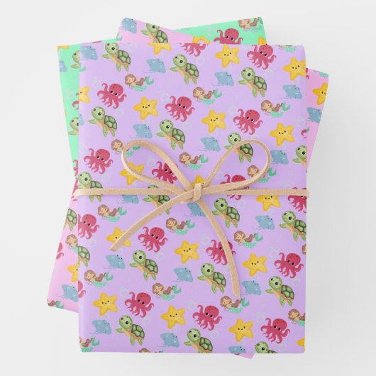 grillige zeemeermin regenboogschildpad haai verjaa inpakpapier vel (In situ)