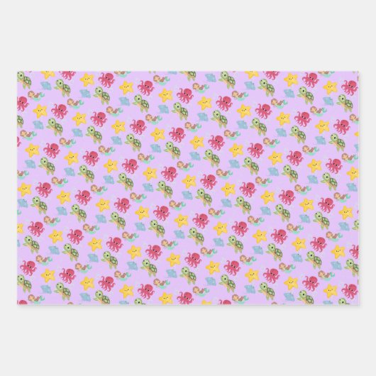 grillige zeemeermin regenboogschildpad haai verjaa inpakpapier vel (Voorkant)