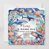 grillige zeemeermin regenboogschildpad haai verjaa kaart (Voorkant)
