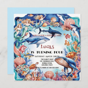 grillige zeemeermin regenboogschildpad haai verjaa kaart