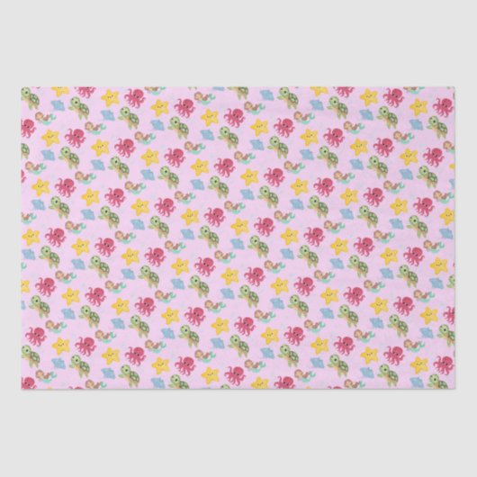 grillige zeemeermin regenboogschildpad haai verjaa tissuepapier (Voorkant)