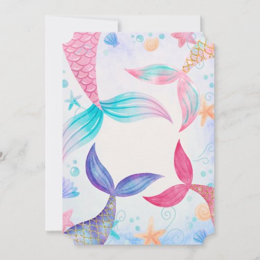 grillige zeemeermin staart verjaardagspastel kaart (Achterkant)