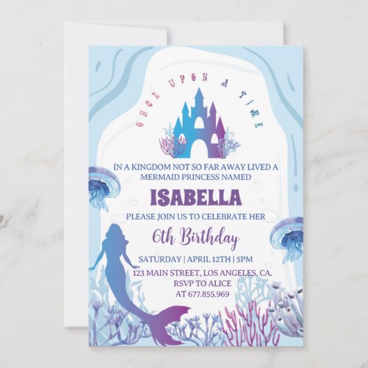 Grillige Zeemeermin Verjaardagsuitnodiging Kaart (Voorkant)