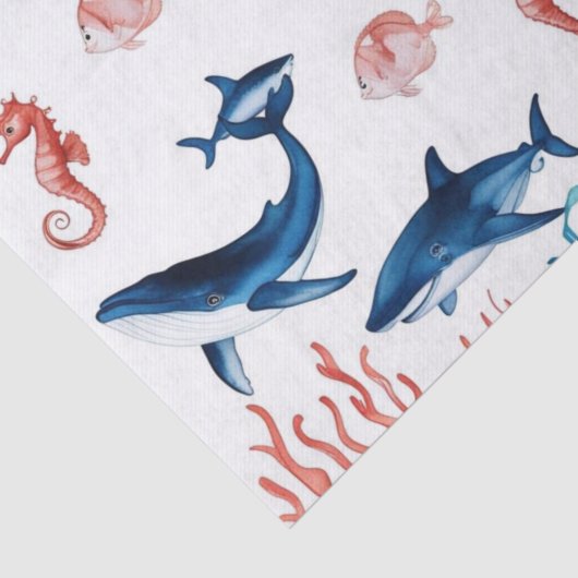 grillige zeemeermin zee walvishaai verjaardag tissuepapier (Detail)