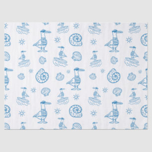Grillige Zeemeeuw Zeevaart Doodle Patroon Tissuepapier