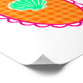 Grillige Zeeschelp Oranje Gingham & Zee Groen Poster (Hoek)