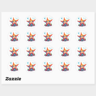 Grillige zeesterren Stickers! Ronde Sticker