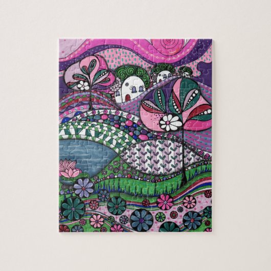 Grillige Zentangle Sprookjesdorp Legpuzzel (Verticaal)