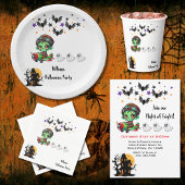 Grillige Zombie Piloot Vliegtuig Kinderen Hallowee Etiket
