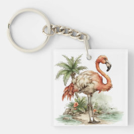 GRILLIGE ZOMER FLAMINGO EN DOLFIJN SLEUTELHANGER