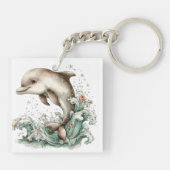 GRILLIGE ZOMER FLAMINGO EN DOLFIJN SLEUTELHANGER (Achterkant)