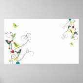 Grillige Zomer Vogels Krullen Moderne Natuur Wijnr Poster (Voorkant)