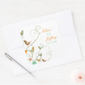 grillige zomer vogels wervelt chique tuin bruiloft vierkante sticker (Envelop)
