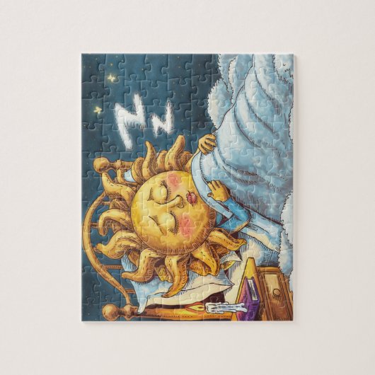 grillige zon in bed in slaap legpuzzel (Verticaal)