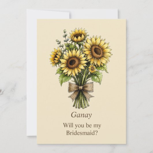 Grillige Zonnebloem Boeket Bruidsfeest Voorstel (Voorkant)