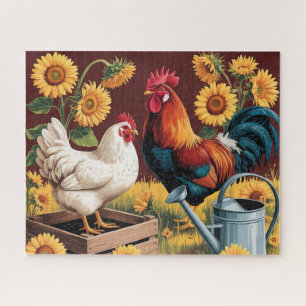 Grillige Zonnebloem Haan Legpuzzel