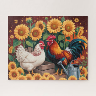 Grillige Zonnebloem Haan Legpuzzel