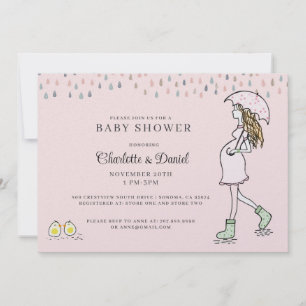Grillige zwangere moeder roze baby shower kaart