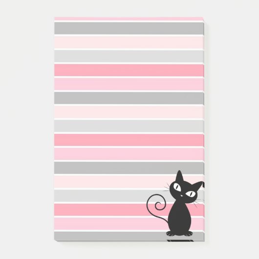 Grillige Zwart Kat op Strepen Post-it® Notes (Voorkant)