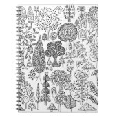 Grillige Zwarte en Witte Sierbomen Patroon Notitieboek (Voorkant)