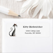 grillige zwarte gestreepte kat retouradres etiket (Insitu)