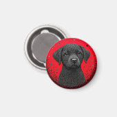 Grillige Zwarte Hond Magneet (Voorkant / Achterkant)