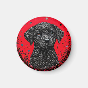 Grillige Zwarte Hond Magneet