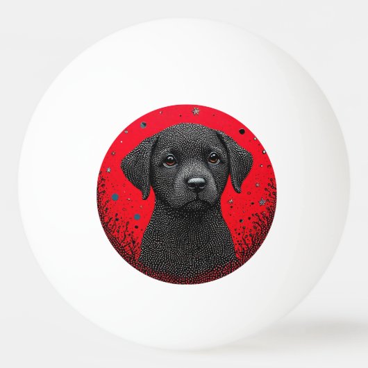 Grillige Zwarte Hond Pingpongbal (Voorkant)